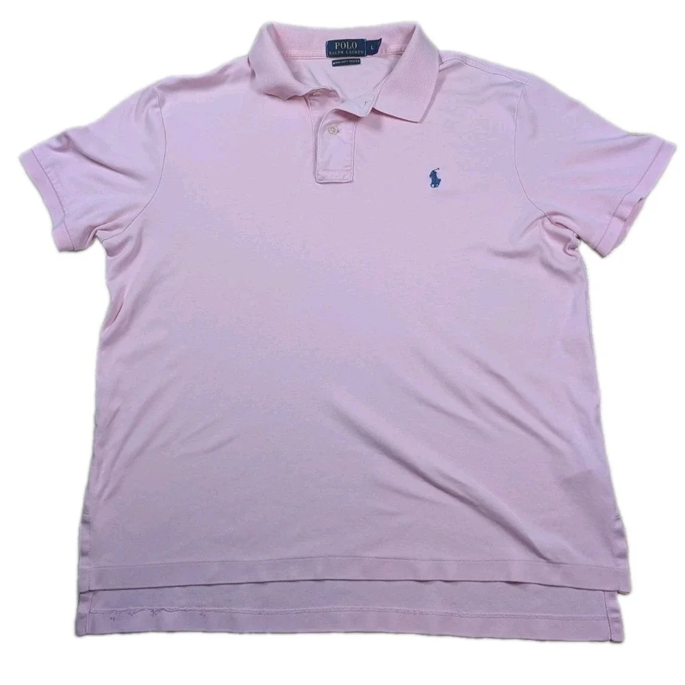 Polo Ralph Lauren Men Large Pink Pima Soft Touch Golf Polo Shirt Pony